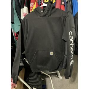 Size S- Carhartt Hoodie Sweatshirt Black Logo Spellout Pullover Mens